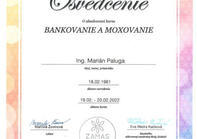 Certifikát bankovanie a moxovanie