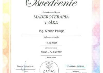 Certifikat maderoterapnia tvare