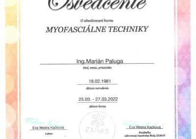 Certifikát myofascialne techniky