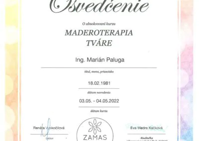 Certifikat maderoterapnia tvare