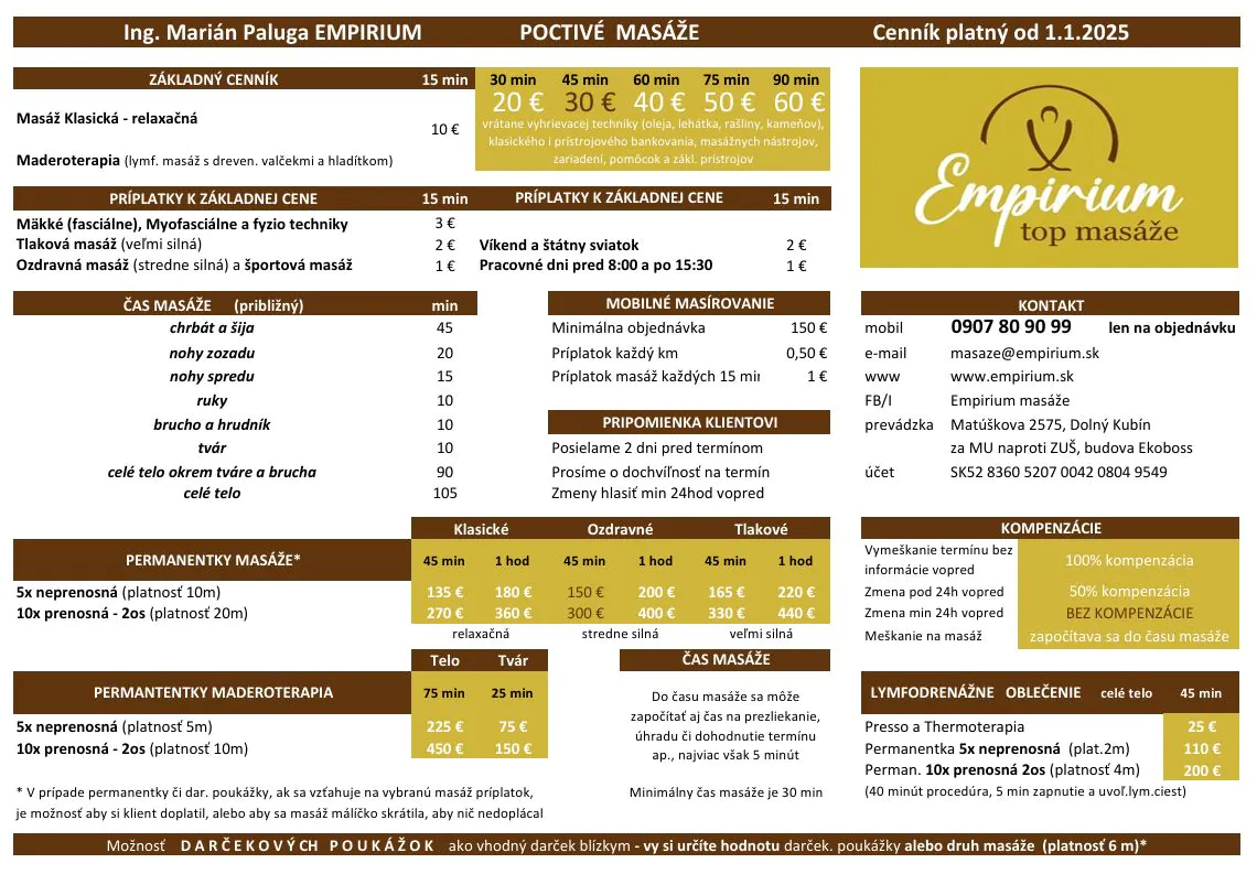 Cennik Empirium od 1.1.2025